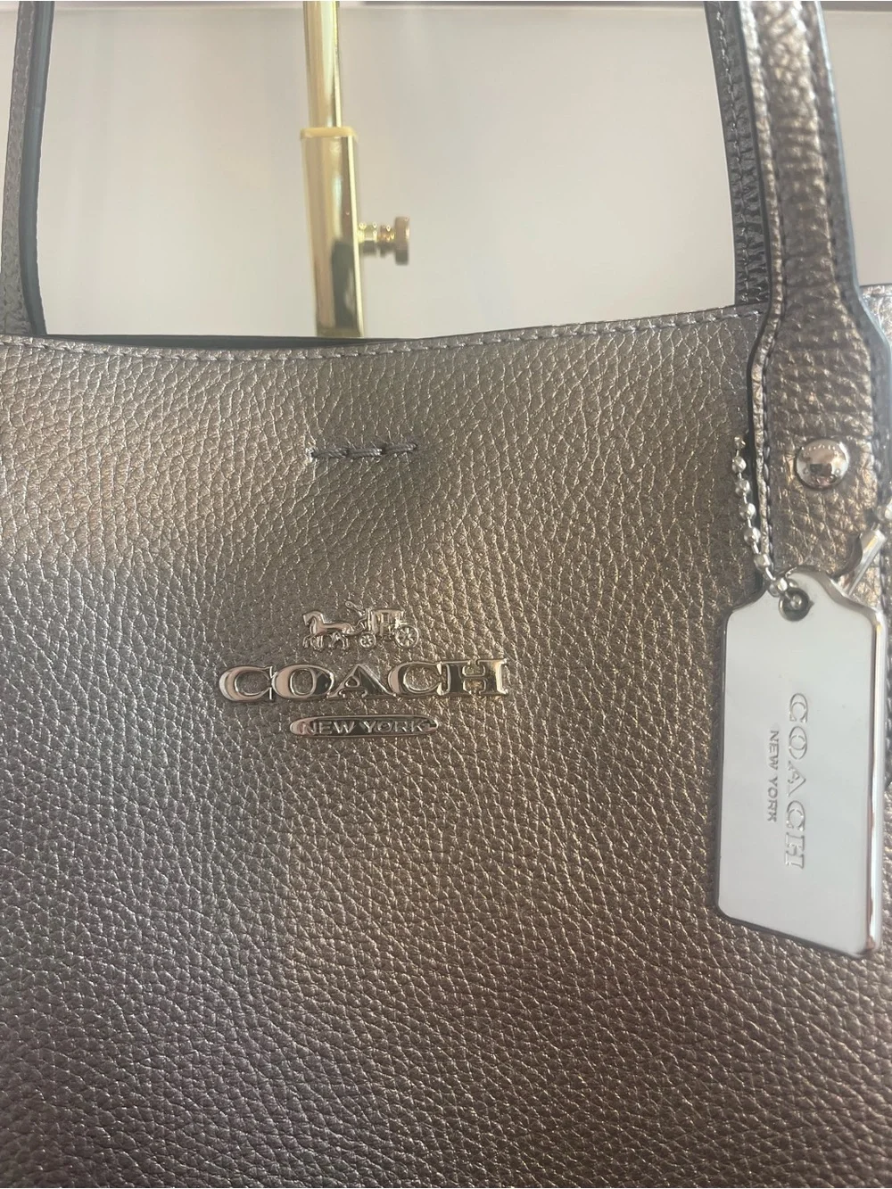 Coach Town Tote in Metallic Grey/Silver